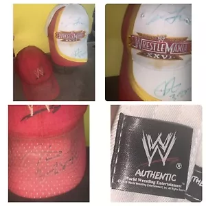 RARE LOT 2 AUTO Jon Cena & Chris Jericho WWE Wrestlemania XXVI 26 Authentic CAPS - Picture 1 of 24