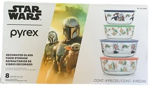 Pyrex 8-piece Decorated Glass Food Storage Set, The Mandalorian, Brand New - Picture 1 of 2