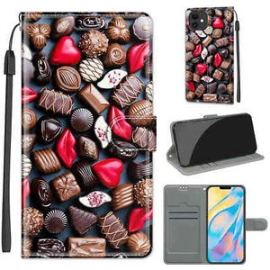 For Samsung S8 S9 S10 S20 S21 S22 S23 S24 A12 Chocolate Candy Wallet Phone Case - Picture 1 of 12