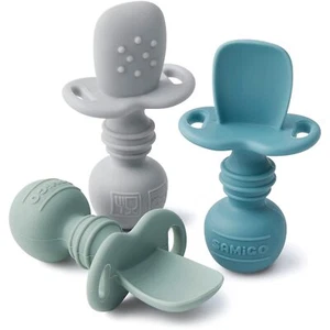 SAMiGO Silicone Baby Spoons Self Feeding 6+ Months - Infant Toddler Utensils ... - Picture 1 of 7