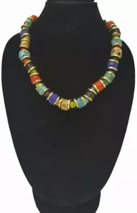 Brandneu Handarbeit Boho Chic Regenbogen Mehrfarbig Grob Perlen Statement Halskette - Bild 1 von 2