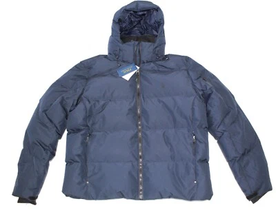 Chaqueta Abrigo Polo Ralph Lauren Para Hombres Azul Marino Repelente al Agua Con Capucha Pony Down Puffer Foto 1 de 4