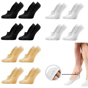 Ladies Invisible Socks 4 Pk Womens Girls Trainer Footsies Shoe Liners Ballerina - Picture 1 of 16