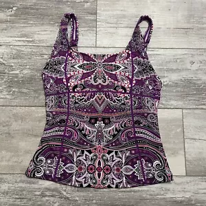Athleta Tankini Swim Top Paisley Multicolored Swim Suit Halter Top Size Xsmall - Picture 1 of 6