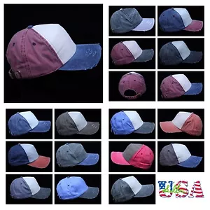 Baseball Cap Washed Distressed Cap Plain Hat Brushed Cotton Vintage Hats Unisex - Picture 1 of 12
