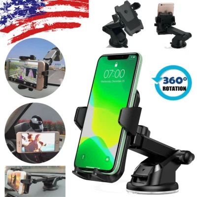 360 Universal Car Windshield Mount Holder for iPhone Samsung Cell Phone GPS - Image 1 of 4