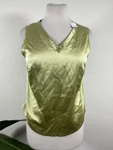 GURJOT New York Silk Sleveless Olive Green Top Size 6 - Picture 1 of 8