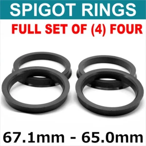 67.1 - 65.0 SET OF 4 SPIGOT RINGS For Alloy Wheel Hub Centric wheel spacer - Picture 1 of 5