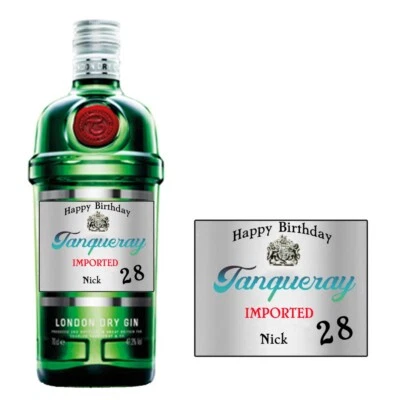 Personalised Tanqueray Gin Bottle label For Birthday Christmas Xmas any occasion - Image 1 of 4