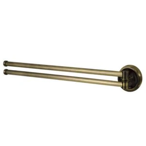 Double Swivel Towel Rail Holder Bar Antique Brass Wall Mounted - Picture 1 of 2