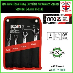 Heavy Duty Flare Nut BRAKE PIPES Wrench Spanner Set 8sizes 8-17mm Yato YT-0143 - Picture 1 of 3