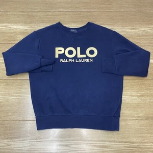 Polo Ralph Lauren Fleece Sweater Boys Size M 10-12 Big Logo Navy Pullover - Picture 1 of 15