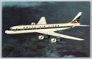 1966 Airline Issue Delta Airlines Douglas DC-8 FanJet Jet Postcard M3 - Picture 1 of 2