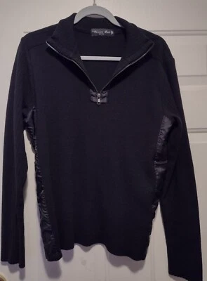 Шерстяной черный приталенный пуловер Kenneth Cole Marino XL мужской свитер на молнии 1/4 - Изображение 1 из 4