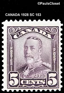 CANADA 1928 SC 153 KING GEORGE V DEEP VIOLET 5¢ MNH OG FINE/VERY FINE - Picture 1 of 2
