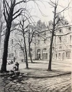 Versailles René Aubert 1894-1977 Litho 1951 Signed Pencil Hotel of 24 Lime Trees - Picture 1 of 3