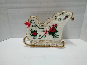Bucilla Christmas Rose Schlitten abgeschlossenes Projekt Nadelspitze weiß gold Glocke LESEN - Bild 1 von 11