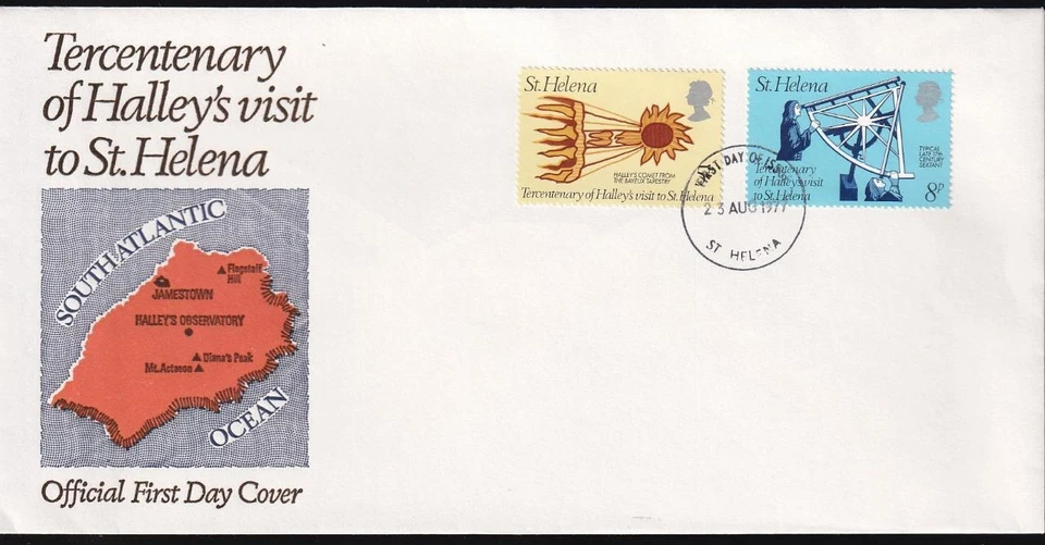St Helena 1977 Halley's Visit Tercentenary, unaddressed FDC, sc#314-315 - Image 1 of 1