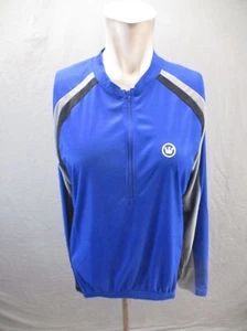 NWT CANARI Size L Mens Blue Full Zip Back Pocket Long Sleeve Cycling Jersey 339 - Picture 1 of 10