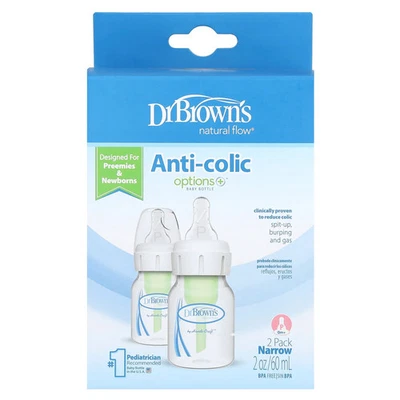 Biberón Natural Flow®, Anti-Colic Option+™, P/0 meses +, paquete de 2, 2 oz (60 Foto 1 de 3