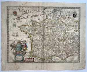 KÖNIGREICH FRANKREICH 1640 WILLEM & JOAN BLAEU GROSSE ANTIKE KARTE 17. JAHRHUNDERT - Bild 1 von 9