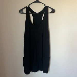 Mameluco negro elástico espalda corredor sin mangas para mujer talla grande bolsillos pantalones cortos - Imagen 1 de 7