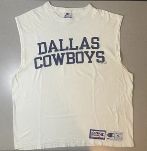 Vintage 90’s Dallas Cowboys Champion Pro Line White Tank Top Sleeveless Shirt XL - Picture 1 of 6