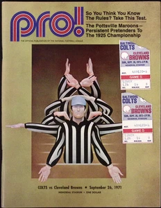 1971 Baltimore Colts Football Program vs. Cleveland Browns TICKET STUBS - Picture 1 of 7