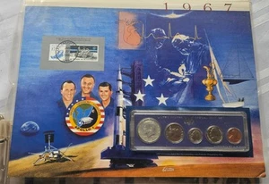 1967 5-coin U. S. BU Postal Commemorative Society Coin and stamp Mint Set - Picture 1 of 23