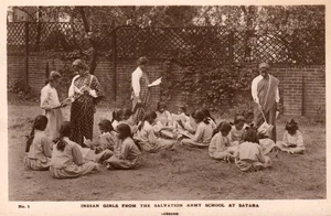 Indian Girls at Satara Salvation Army School Lessons Vintage Postcard - Picture 1 of 2