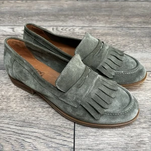 Miz Mooz Ilona Suede Loafers Green Fringe Sz US 8.5-9 EU 39 - Picture 1 of 12