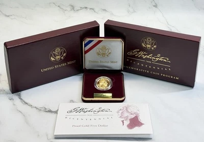1999-W George Washington $5 Gold Proof Commemorative Coin w/ Box & COA - Image 1 of 4