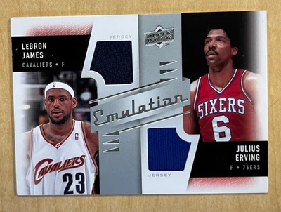 2008-09 Upper Deck 仿真 #E-EJ 勒布朗·詹姆斯·朱利叶斯·欧文双球衣插入 — 第 1/2 张图片