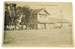 Kingsburg Cal. RPPC Postcard Southern Pacific Railroad Depot 1915 Train Station - Picture 1 of 7