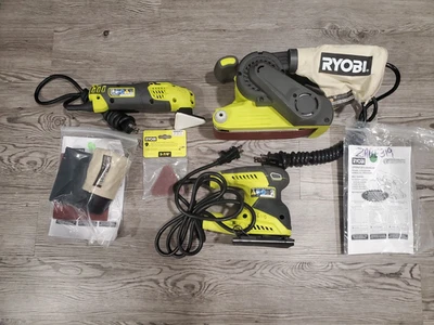 Lijadora de banda con cable RYOBI BE319 3"x18" + Lijadora de detalles Ryobi DS1200 + Hoja S652DG Foto 1 de 4