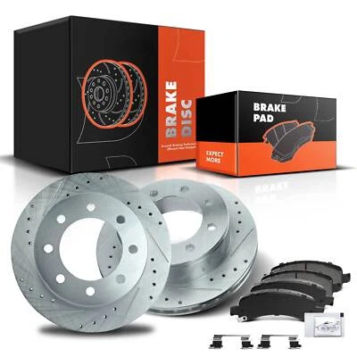 Rear Drilled Brake Rotor & Brake Pad for Chevrolet Express 2500 GMC Savana 2500 - Image 1 of 4