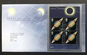 1999 Total Solar Eclipse M/Blatt auf getippter Adresse First Day Cover, FDI Edinburgh - Bild 1 von 2