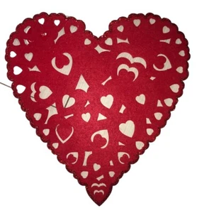 Valentines Day 12” Red Felt Heart Decor With Glitter Boarder-Brand New-SHIP24HRS - Picture 1 of 1