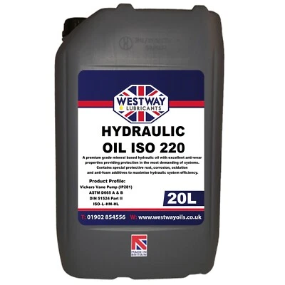 WESTWAY LUBRICANTS LTD Hydraulic Oil ISO 220 Fluid 20L VG220 Westway High Grade 20 Litres DIN 51524
