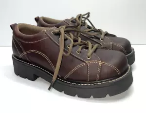 American Eagle braune klobige Plateauschuhe Lederstiefel Damen 8 Vintage 90er Jahre Y2K - Bild 1 von 9