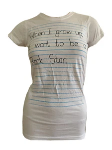 RARE WHITE COTTON ROCK STAR COOL FUN STATEMENT TEE UK 10 EU 38 US 6 SMALL BNWT - Picture 1 of 6