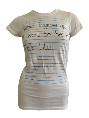 RARE WHITE COTTON ROCK STAR COOL FUN STATEMENT TEE UK 16 EU 44 US 12 LARGE BNWT - Image 1 of 4