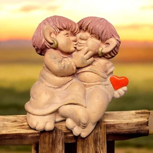 JIE Gantofta Clay Pottery Figures Sweden MCM Troll Eva Jarenskog Heart Love - Picture 1 of 17