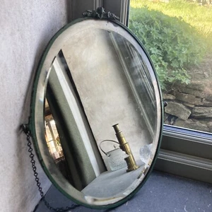 Vintage Antique Oval Shabby Chic Metal Framed Bevelled Edge Hanging Wall Mirror - Picture 1 of 21