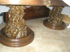 $65K MOST AMAZING ANTIQUE SOLID CARVED LARGE DINING TABLE 10 CHAIRS,AWESOME BASE