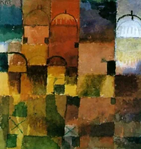 Oil painting Paul-Klee-Red-and-White-Domes impression abstract landscape canvas - Picture 1 of 1