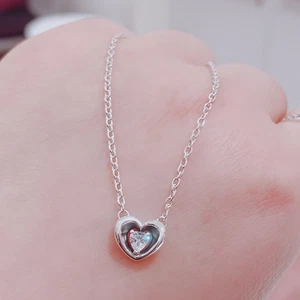 Collana Nuova Autentica Argento Sterling 925 Spumante Cuore a Cuore Connessione - Foto 1 di 3