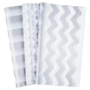 60 Pcs Silver White Tissue Paper Bulk 3 Decorative Metallic Wrapping Paper fo... - Picture 1 of 7