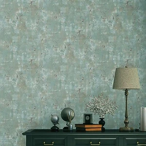 Distressed grayish green mint gold metallic Faux Concrete textured wallpaper - Picture 1 of 13