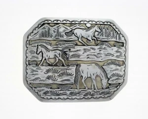 Sterling Silver Horse Overlay Belt Buckle By Navajo Artist Dean Sandoval - Picture 1 of 2
